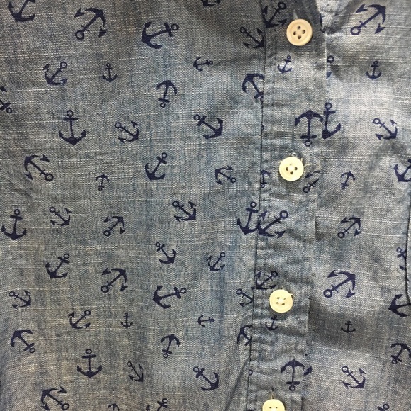 J Crew nautical chambray anchors popover blouse M - Picture 3 of 4